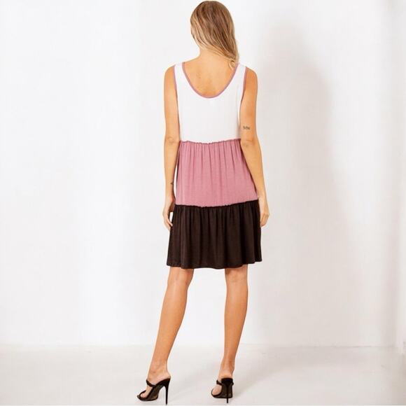 Color Block Sleeveless Swing Tank Midi Dress with Side Pockets - Picture 6 of 8